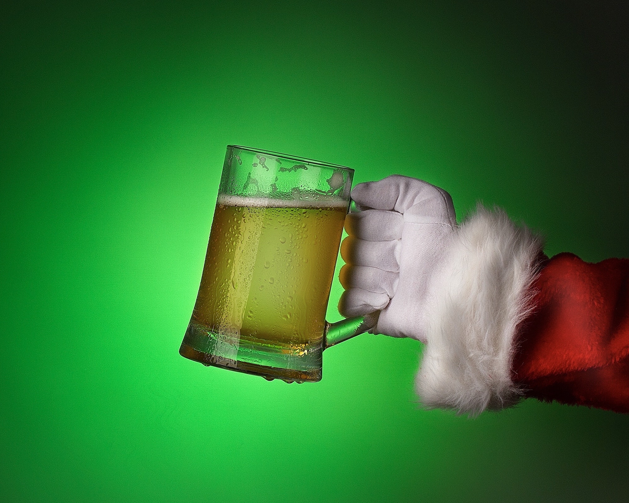 Santa Claus drinks beer